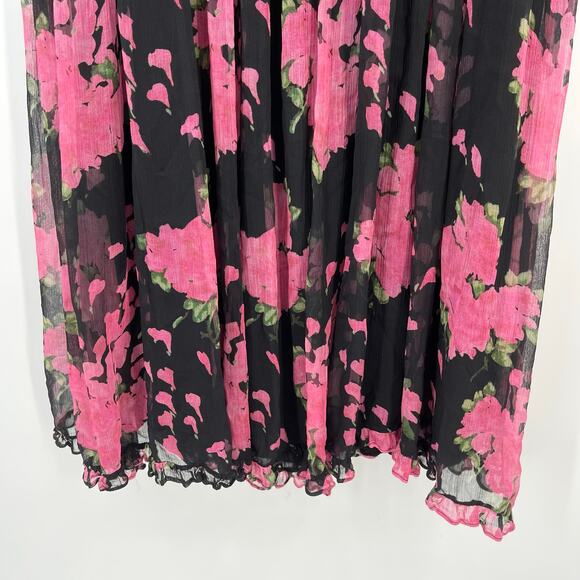 RIXO | Yas Shirred Midi Dress Blossom Pink Floral Chiffon 4XL 18 Plus Size - Picture 14 of 16